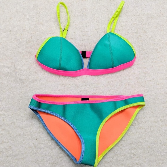 triangl swimwear Other - Triangl Neon Colorblock Neoprene Two Piece Bikini
